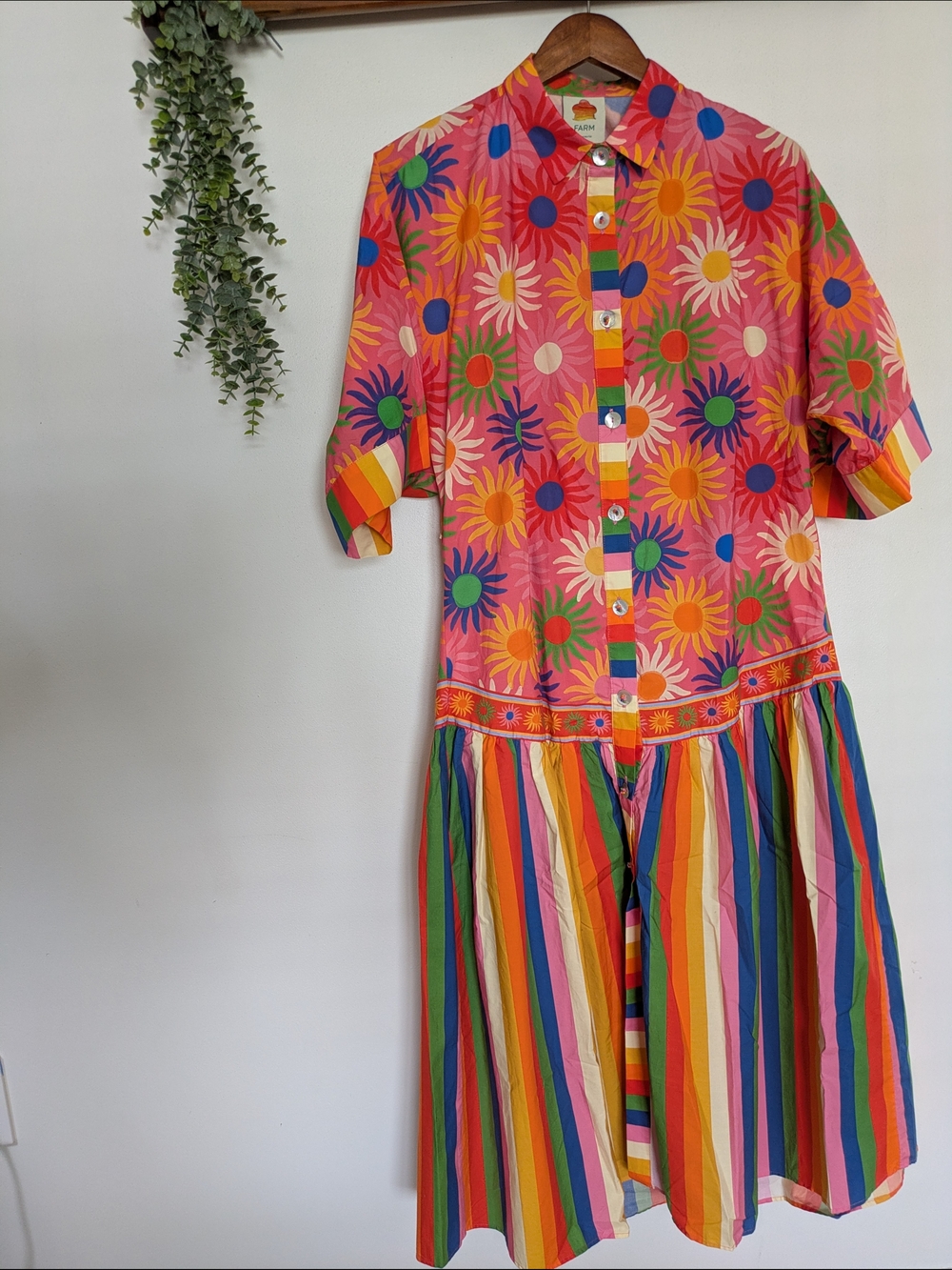 Farm Rio Rainbow Floral Midi Dress | Worn Once | Excellent Condition - Picture 3 of 7